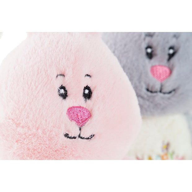 Fluffy toy DKD Home Decor Grey Blue Pink Polyester Rabbit White Children's (4 Units)