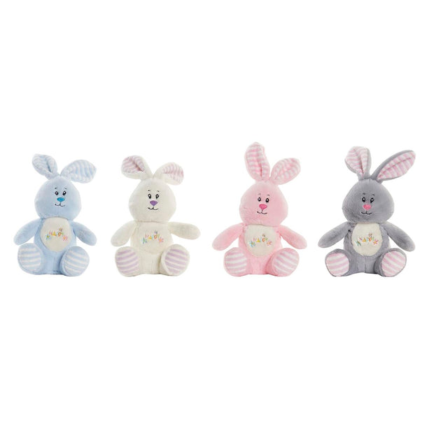 Fluffy toy DKD Home Decor Grey Blue Pink Polyester Rabbit White Children's (4 Units)
