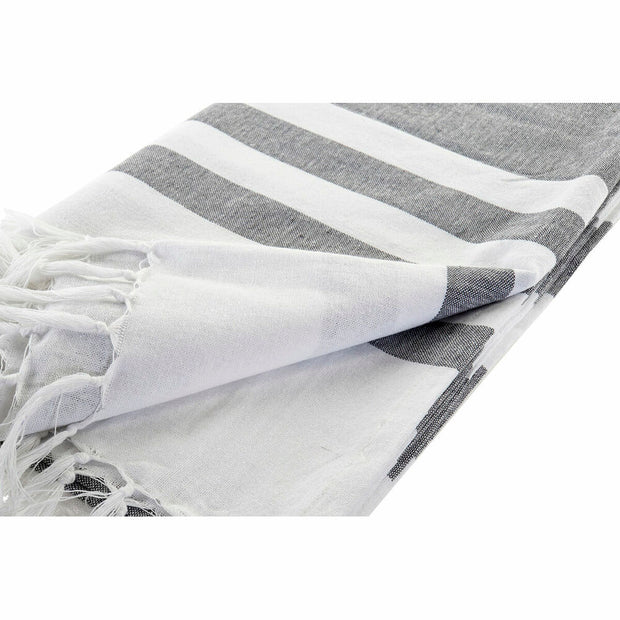 Towelling Sarong DKD Home Decor Grey Blue Polyester Cotton (90 x 170 x 1 cm) (2 Units)