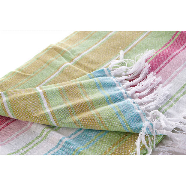 Towelling Sarong DKD Home Decor Lilac Polyester Cotton Green (90 x 170 x 1 cm) (2 Units)