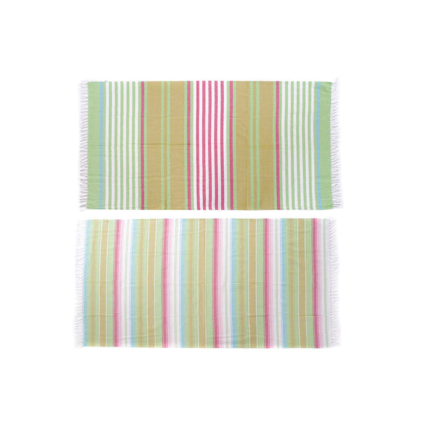 Towelling Sarong DKD Home Decor Lilac Polyester Cotton Green (90 x 170 x 1 cm) (2 Units)