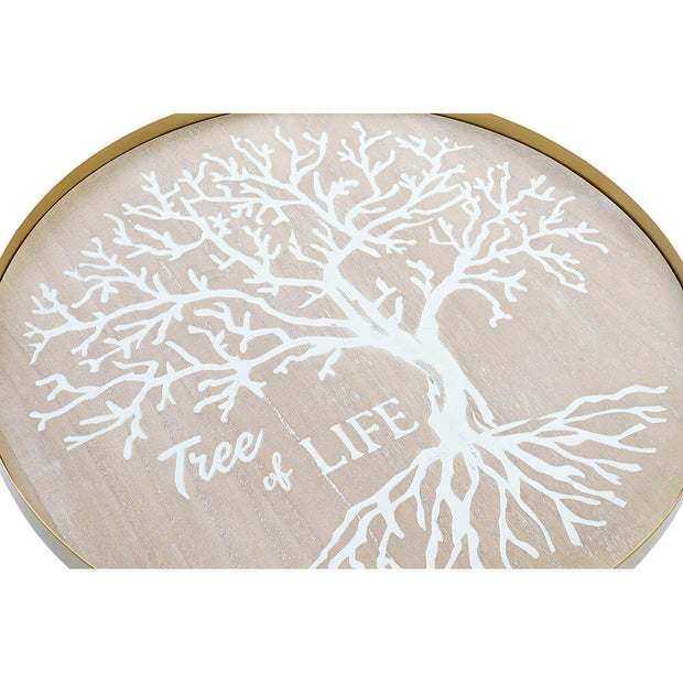Schale DKD Home Decor natürlich Golden Metall Weiß Holz MDF (38,5 x 38,5 x 12 cm)