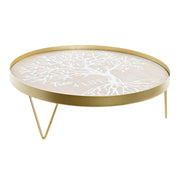 Schale DKD Home Decor natürlich Golden Metall Weiß Holz MDF (38,5 x 38,5 x 12 cm)