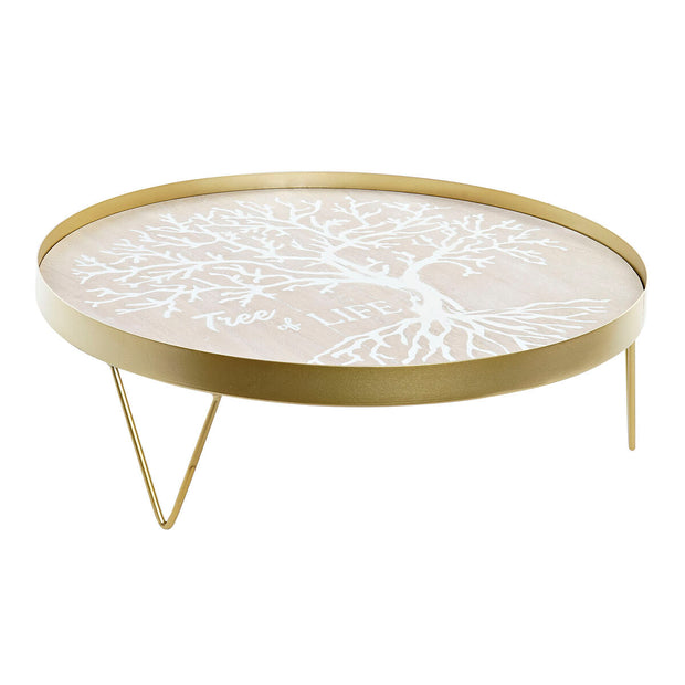 Schale DKD Home Decor natürlich Golden Metall Weiß Holz MDF (38,5 x 38,5 x 12 cm)