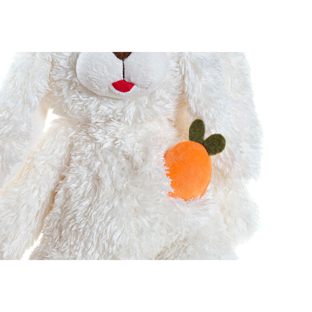 Fluffy toy DKD Home Decor Rabbit Carrot Brown Polyester White Children's (2 Units)