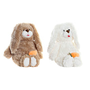 Fluffy toy DKD Home Decor Rabbit Carrot Brown Polyester White Children's (2 Units)