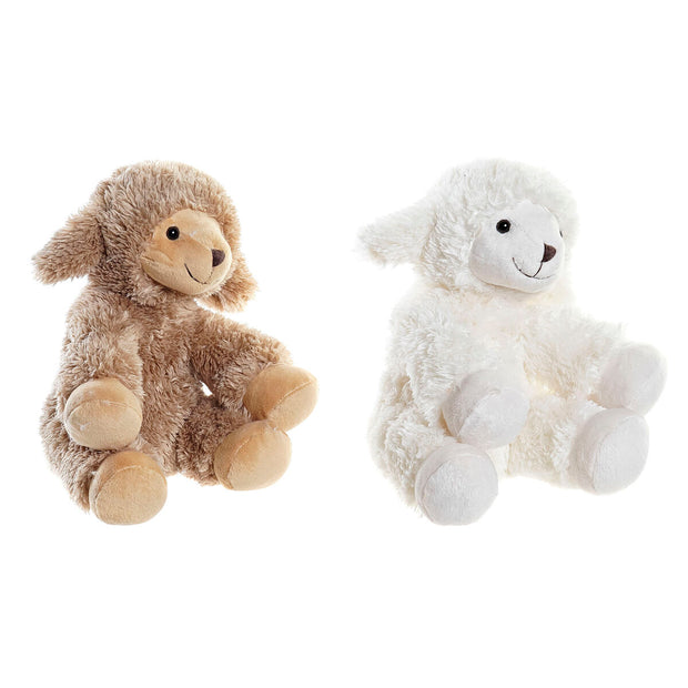 Fluffy toy DKD Home Decor Brown Polyester White Children's Ship (2 Units)