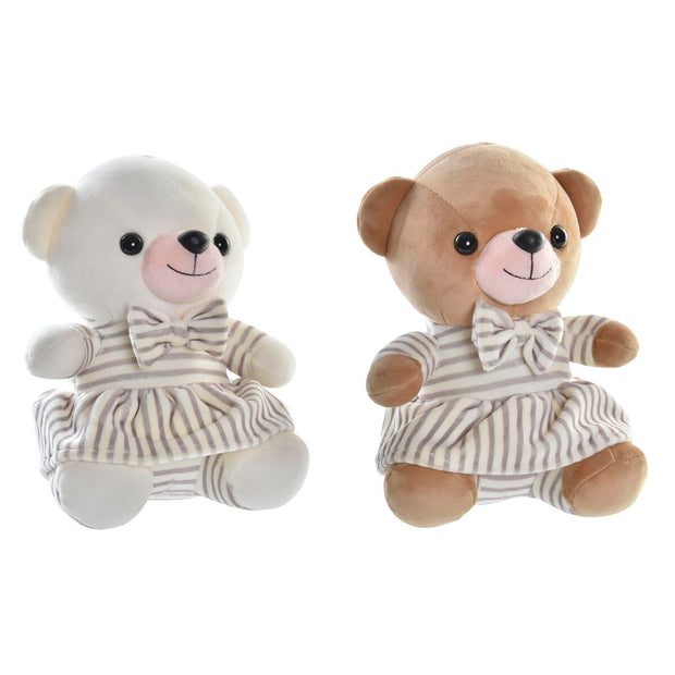 Teddy Bear DKD Home Decor Beige Polyester White Children's Dress (2 Units)