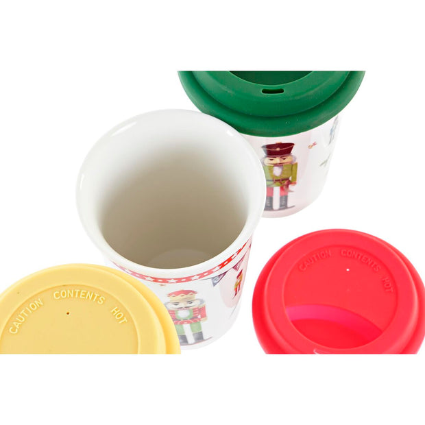 Henkelbecher DKD Home Decor Porzellan Silikon Bunt Nussknacker (3 Stück)