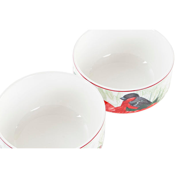 Schale DKD Home Decor Fugl Porzellan (400 ml) (2 Stück)