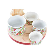 Tablett für Snacks DKD Home Decor Weihnachten 5 Stücke Baum Bambus Steingut (22 x 22 x 15 cm)