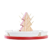 Tablett für Snacks DKD Home Decor Weihnachten 5 Stücke Baum Steingut Kiefer (24 x 24 x 13 cm)
