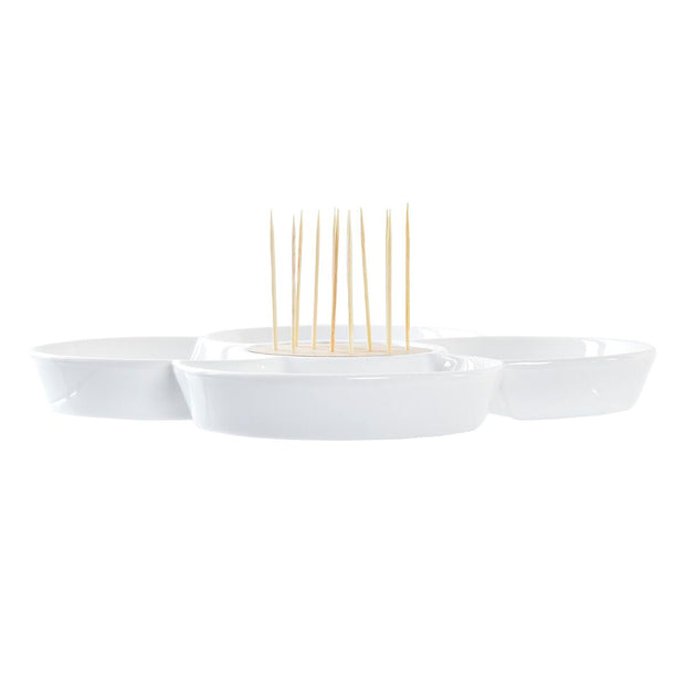 Tablett für Snacks DKD Home Decor Weihnachten Bambus Steingut (25 x 25 x 7 cm)