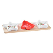 Satz für Appetithäppchen DKD Home Decor Rot Weiß Bambus Steingut (33 x 11,6 x 3,3 cm)