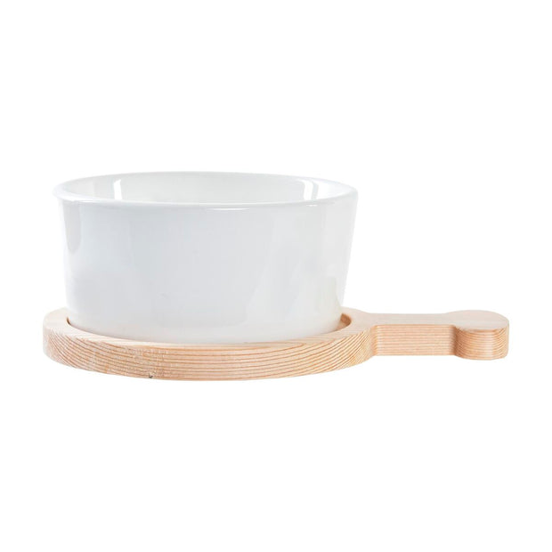 Tablett für Snacks DKD Home Decor Weihnachten 3 Stücke natürlich Rot Bambus Steingut (31 x 11,7 x 4,7 cm)