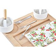 Satz für Appetithäppchen DKD Home Decor Blomster Weiß Bambus Steingut (24,5 x 20 x 3,5 cm)
