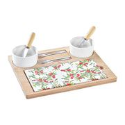 Satz für Appetithäppchen DKD Home Decor Blomster Weiß Bambus Steingut (24,5 x 20 x 3,5 cm)