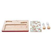 Satz für Appetithäppchen DKD Home Decor Blomster Rot Weiß Bambus Steingut (24,5 x 20 x 1,2 cm)