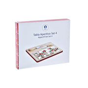 Satz für Appetithäppchen DKD Home Decor Blomster Rot Weiß Bambus Steingut (24,5 x 20 x 1,2 cm)