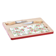 Satz für Appetithäppchen DKD Home Decor Blomster Rot Weiß Bambus Steingut (24,5 x 20 x 1,2 cm)