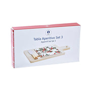 Satz für Appetithäppchen DKD Home Decor Blomster Rot Weiß Bambus Steingut (21,5 x 11,8 x 1 cm)