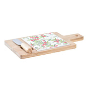 Satz für Appetithäppchen DKD Home Decor Blomster Rot Weiß Bambus Steingut (21,5 x 11,8 x 1 cm)