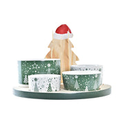 Tablett für Snacks DKD Home Decor Weihnachten 5 Stücke Baum grün Bambus Steingut (22 x 22 x 15 cm)