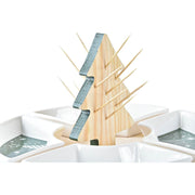 Tablett für Snacks DKD Home Decor Weihnachten 5 Stücke Baum Bambus Steingut (21,5 x 21,5 x 13 cm)