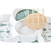 Tablett für Snacks DKD Home Decor Weihnachten natürlich Weiß grün Bambus Steingut (22 x 22 x 7 cm)