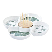 Tablett für Snacks DKD Home Decor Weihnachten natürlich Weiß grün Bambus Steingut (22 x 22 x 7 cm)