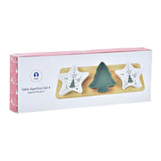 Tablett für Snacks DKD Home Decor Weihnachten 4 Stücke natürlich grün Bambus Steingut (33 x 13 x 3,3 cm)