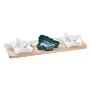 Tablett für Snacks DKD Home Decor Weihnachten 4 Stücke natürlich grün Bambus Steingut (33 x 13 x 3,3 cm)