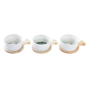 Tablett für Snacks DKD Home Decor Weihnachten 3 Stücke natürlich Weiß grün Bambus Steingut (31 x 11,7 x 4,7 cm)