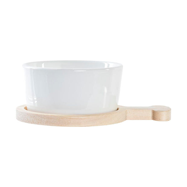 Tablett für Snacks DKD Home Decor Weihnachten 3 Stücke natürlich Weiß grün Bambus Steingut (31 x 11,7 x 4,7 cm)