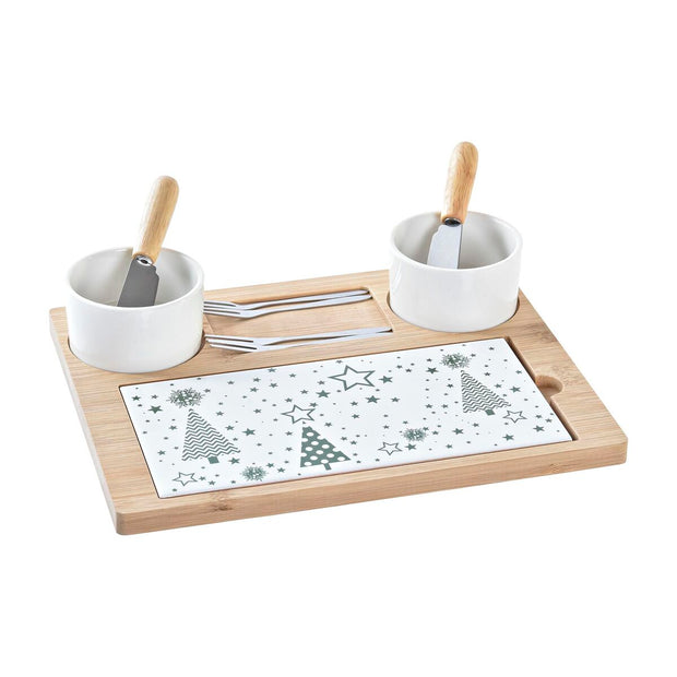 Satz für Appetithäppchen DKD Home Decor Weiß grün Bambus Steingut (25 x 20 x 8 cm)