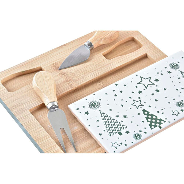 Satz für Appetithäppchen DKD Home Decor Weiß grün Bambus Steingut (24,5 x 20 x 1,2 cm)
