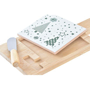 Satz für Appetithäppchen DKD Home Decor Weiß grün Bambus Steingut (21,5 x 11,8 x 1,5 cm)