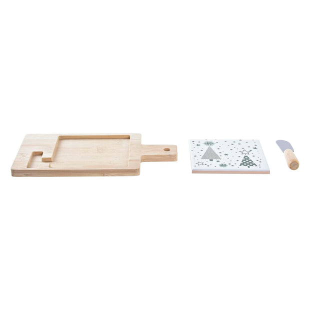 Satz für Appetithäppchen DKD Home Decor Weiß grün Bambus Steingut (21,5 x 11,8 x 1,5 cm)