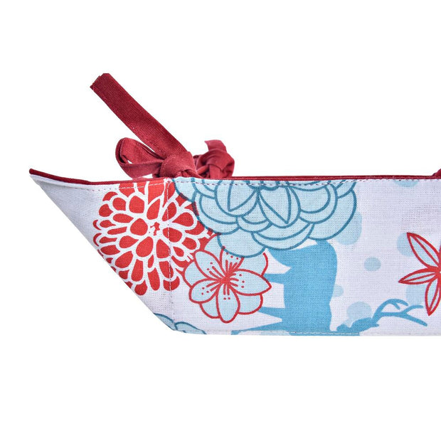 Brotkorb DKD Home Decor Blomster Rot Baumwolle Himmelsblau