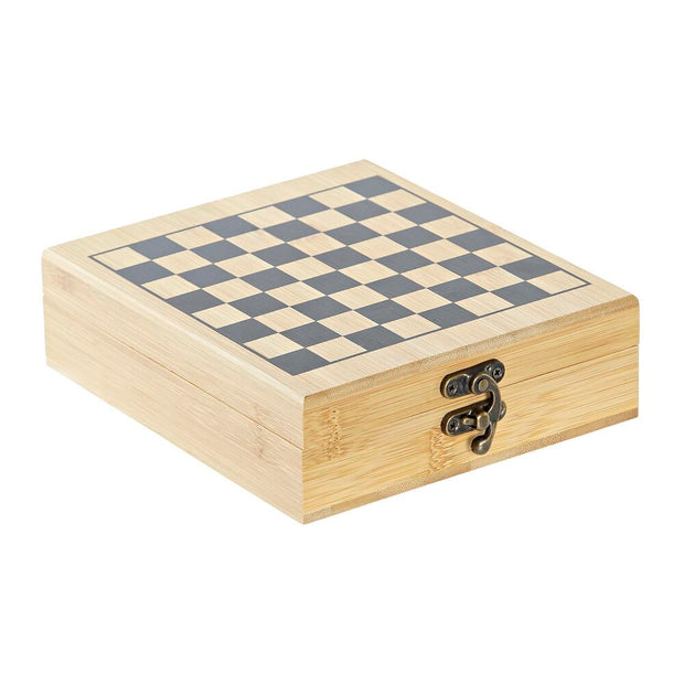 Weinzubehörset mit Schachspiel DKD Home Decor Schach Edelstahl Holz MDF (15 x 17 x 4,5 cm) (5 Stücke)