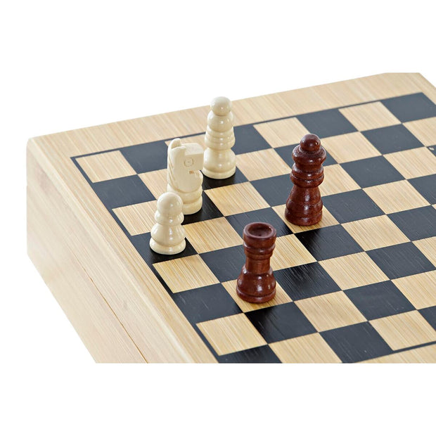 Weinzubehörset mit Schachspiel DKD Home Decor Schach Edelstahl Holz MDF (15 x 17 x 4,5 cm) (5 Stücke)