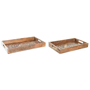 Tablettset DKD Home Decor 2 Stück Braun Dunkelbraun Mango-Holz (43 x 27,5 x 7,5 cm) (2 Stücke)
