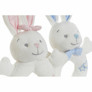 Rattle Cuddly Toy DKD Home Decor Blue Pink Polyester Rabbit (13 x 6 x 18 cm) (2 Units)