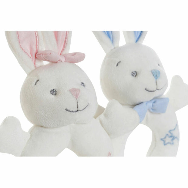 Rattle Cuddly Toy DKD Home Decor Blue Pink Polyester Rabbit (13 x 6 x 18 cm) (2 Units)
