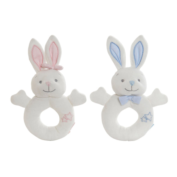 Rattle Cuddly Toy DKD Home Decor Blue Pink Polyester Rabbit (13 x 6 x 18 cm) (2 Units)