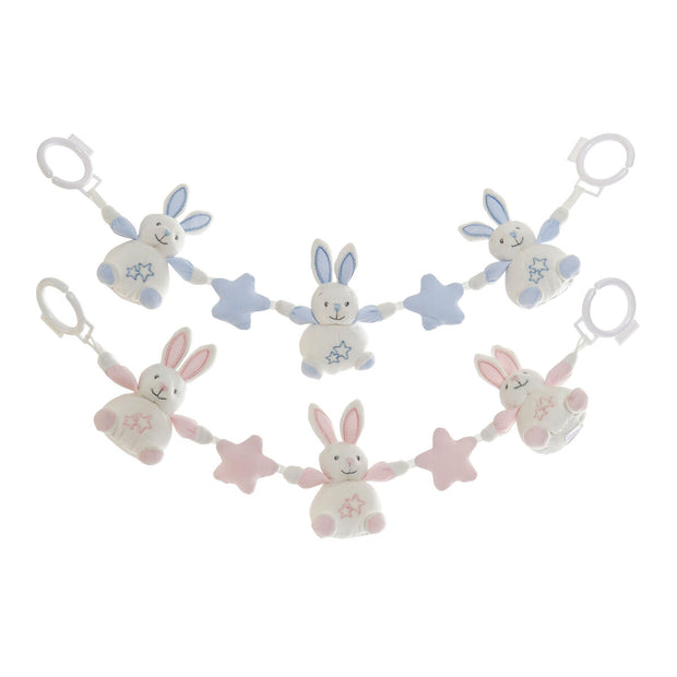 Activity Soft Toy for Babies DKD Home Decor Blue Pink Polyester Rabbit (62 x 6 x 12 cm) (2 Units)
