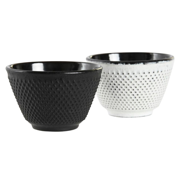 Teetasse DKD Home Decor Schwarz Weiß Gusseisen (120 ml) (2 Stück)