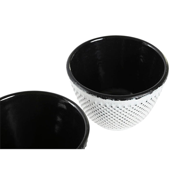 Teetasse DKD Home Decor Schwarz Weiß Gusseisen (120 ml) (2 Stück)