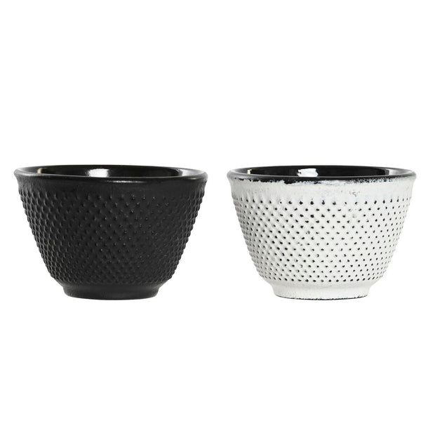 Teetasse DKD Home Decor Schwarz Weiß Gusseisen (120 ml) (2 Stück)