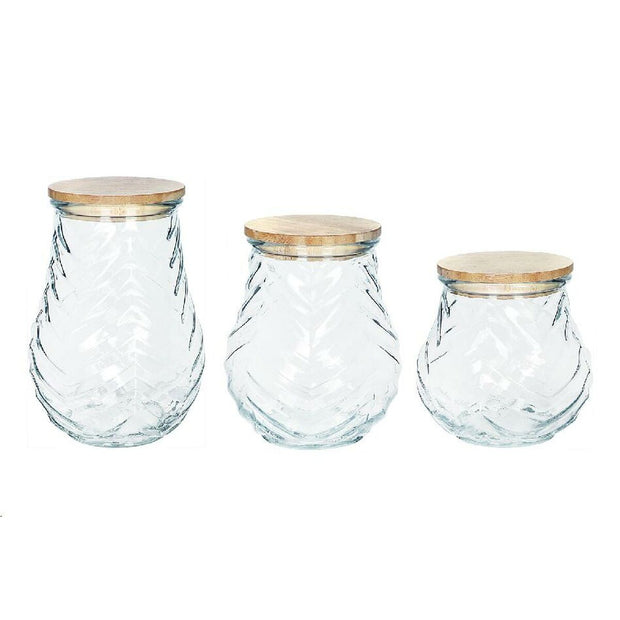 Set mit 3 Kanistern DKD Home Decor Kristall Bambus (1,5 L)